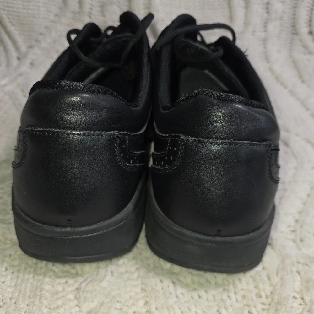 OrthoFeet 465 Oxford Walking Shoes Black Leather Lace Up Mens‎ 14 D Excellent